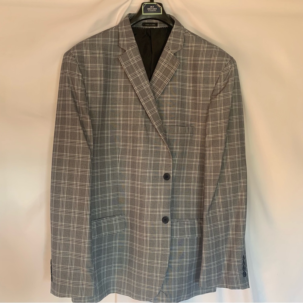 JKT Britches Mens Plaid Blazer Grey